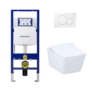 2-Piece 1.28/0.8 GPF Dual Flush Square Toto Toilet in White Concealed Tank 2x4 Construction Flush Plate, Seat Included