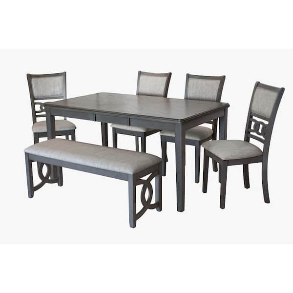 New Classic Furniture Gia 6-Piece Gray Wood Top Dining Table Set
