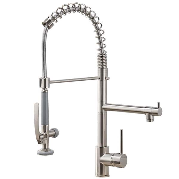 Boyel Living Contemporary Single-Handle Gooseneck Pull-Down Sprayer Kitchen Faucet in Brushed Nickel