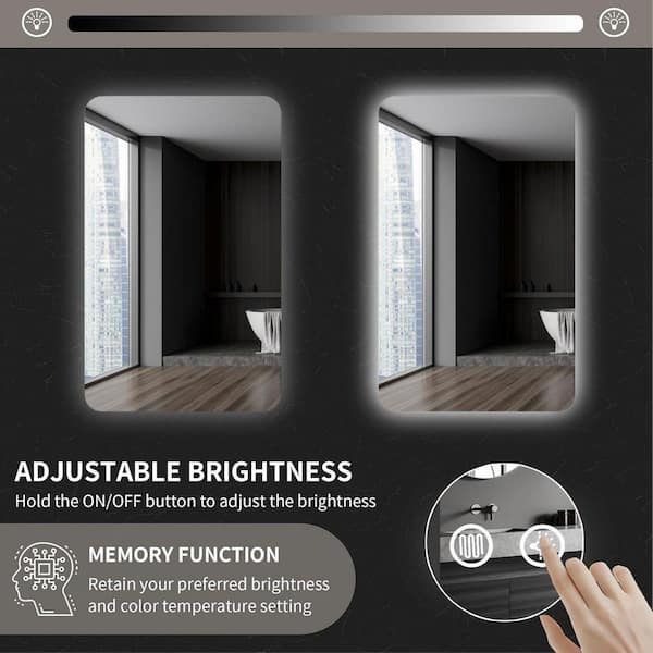 ZXDDMS 24 in. W x 36 in. H Rectangular Frameless Backlit LED Light