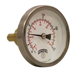 2.5 in. Dial Hot Water Thermometer with 3/4 in. Lead-Free Brass Sweatwell and Temperature Range of 30°-250° F/C