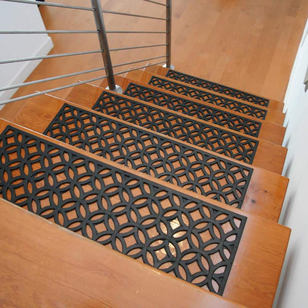 Azteca Black Rubber Non-Slip Stair Treads Set of 6
