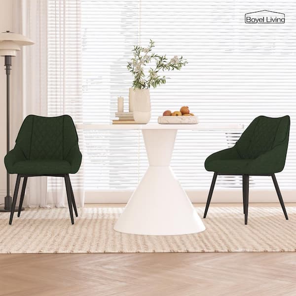 Boyel Living Green Fabric Diamond Shaped Soft Side Chair with Metal Legs(Set of 2)