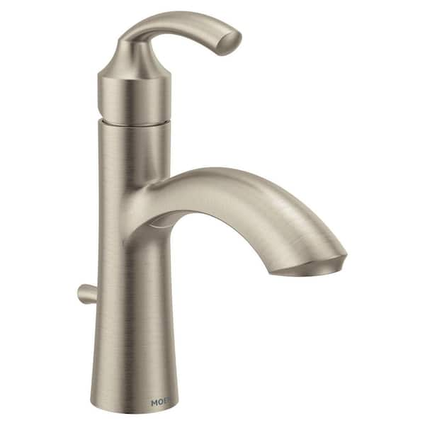 Glyde 1-Handle 1-Hole Bathroom Faucet with Drain Kit Included in Brushed Nickel