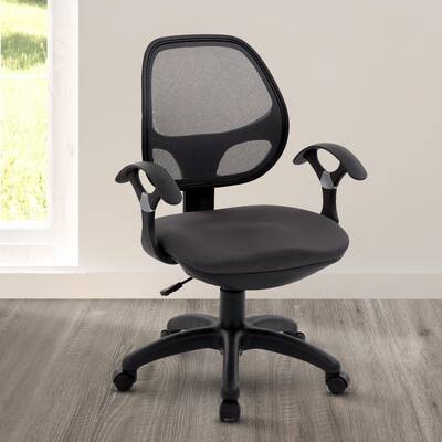 24 in. Width Big and Tall Black Fabric Ergonomic Chair with Adjustable Height