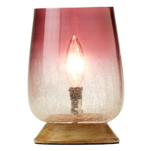 Adrienne 8 in. Cranberry and Clear Ombre Hand Blown Glass Uplight Novelty Table Lamp