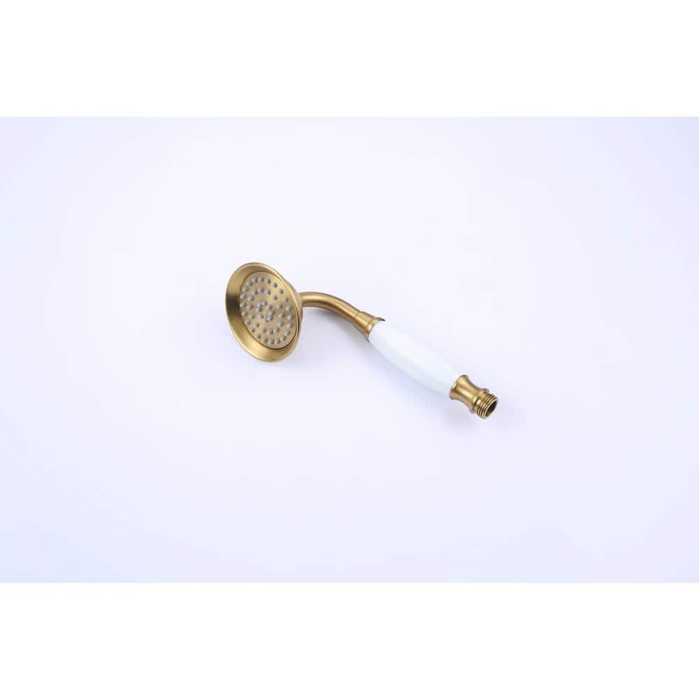 Brushed Gold Single Handle Floor Mounted Bathtub Faucet with Handheld Shower