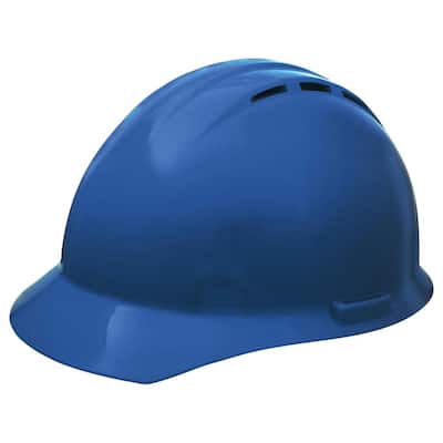Vent 4 Point Nylon Suspension Mega Ratchet Cap Hard Hat in Blue