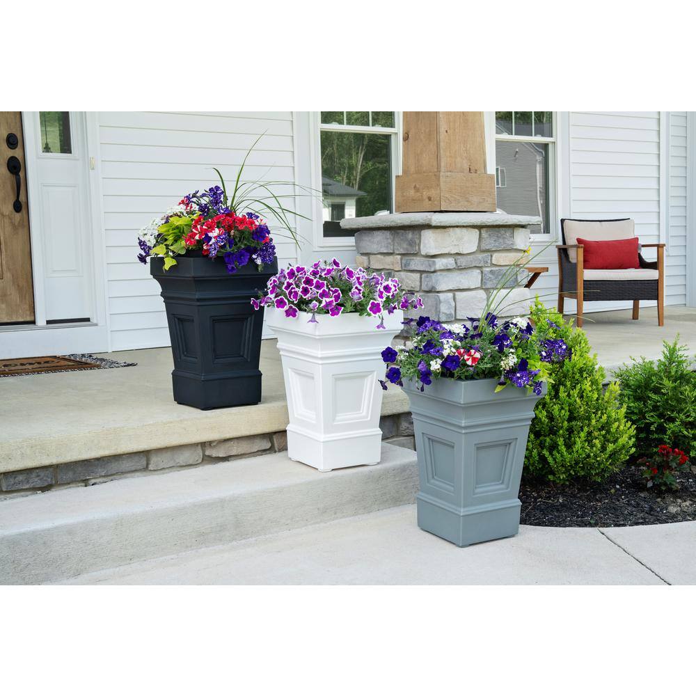 Atherton Onyx Black Self-Watering Square Planter Box, 2-Pack