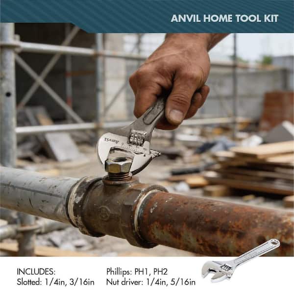 Anvil 3-Piece Home Tool Kit with Hammer, Wrench, and Screwdriver