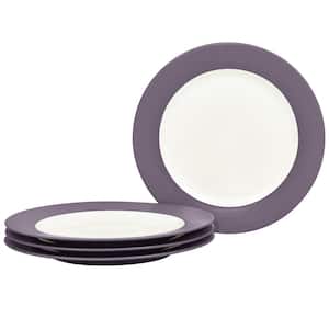 Colorwave Plum 11 in. (Purple) Stoneware Rim Dinner Plates, (Set of 4)