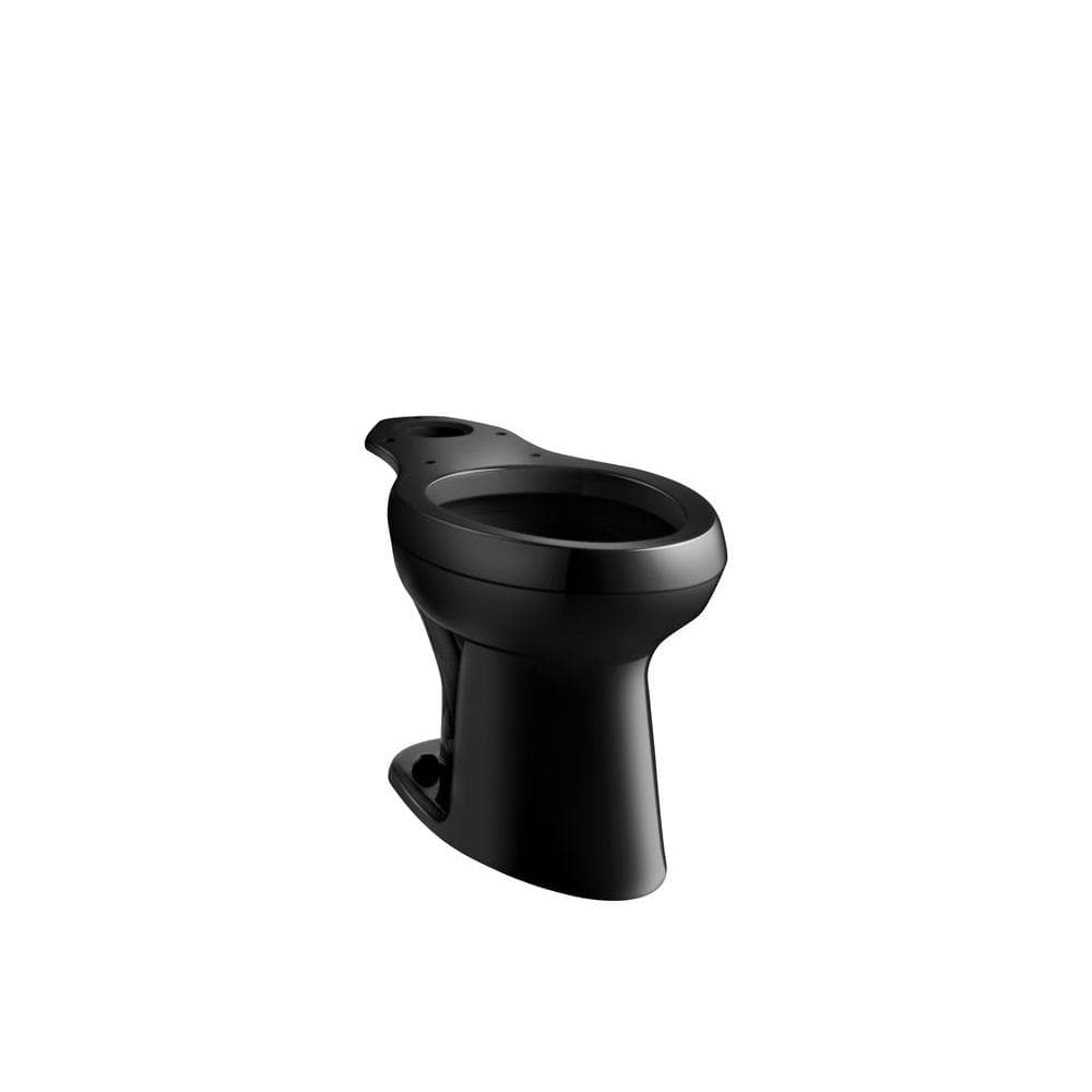 KOHLER Highline Pressure Lite 12 in. Rough In Elongated Chair Height Toilet Bowl Only in Black, Seat Not Included