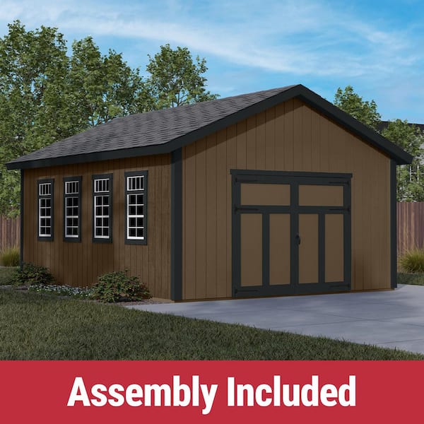 Professionally Assembled Camden 16 ft. W x 20 ft. D Multi-purpose Wood Storage Shed with Black Shingles (320 sq. ft.)
