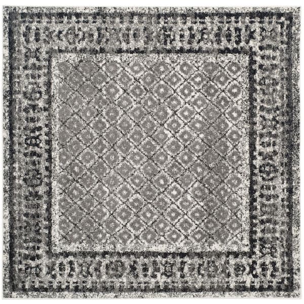 SAFAVIEH Adirondack Ivory/Silver 6 ft. x 6 ft. Square Geometric Border Area Rug