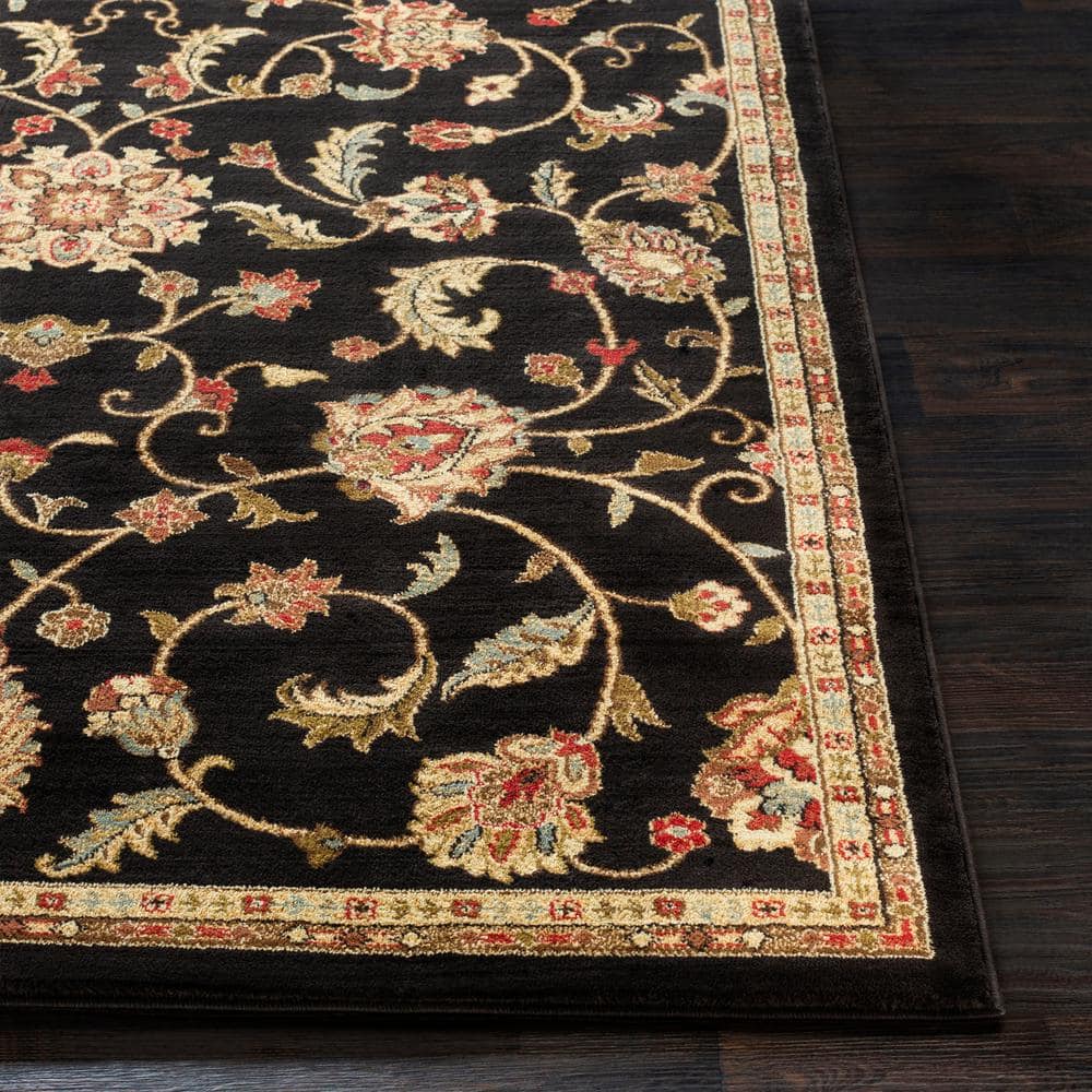 Arabella Black and Beige High Pile Traditional Area Rug