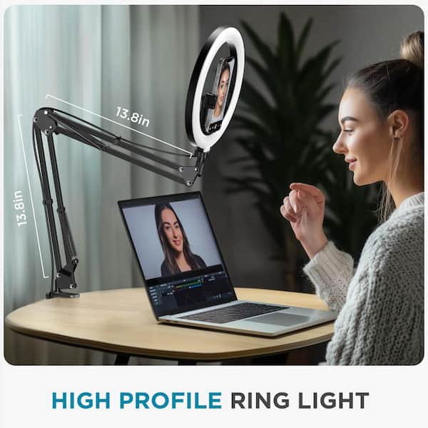 Overhead Phone Ount With Ring Light, 10’’ LED Selfie Light For Desk - View #5