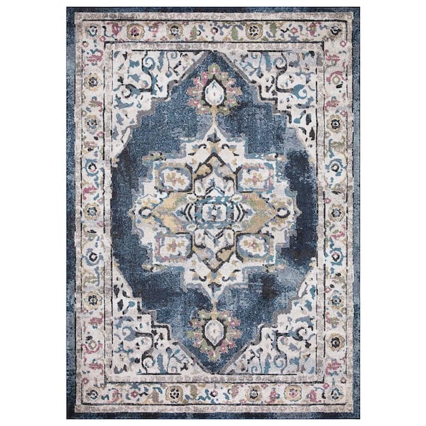 Concord Global Trading Vintage Collection Barclay Navy 8 ft. x 11 ft. Medallion Area Rug