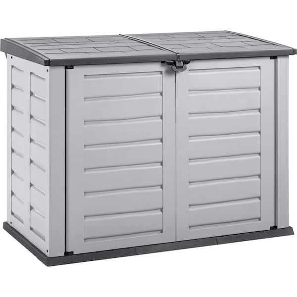 Rimax 5.10 ft. W x 3 ft. D Grey and Black Medium Garden Shed with Double Door (15.3 sq. ft.)