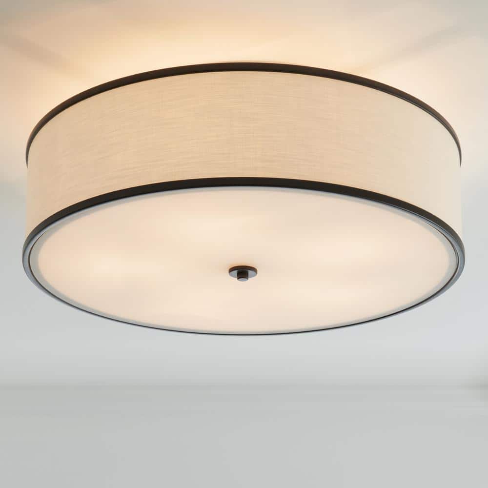 Lennon 30" Ivory Linen Shade Oil Rubbed Bronze Semi-Flush Mount
