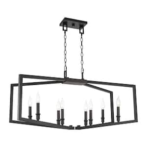 Brantley 37 in. 60-Watt 8-Light Black Modern/Industrial Island Chandelier, No Bulb Included