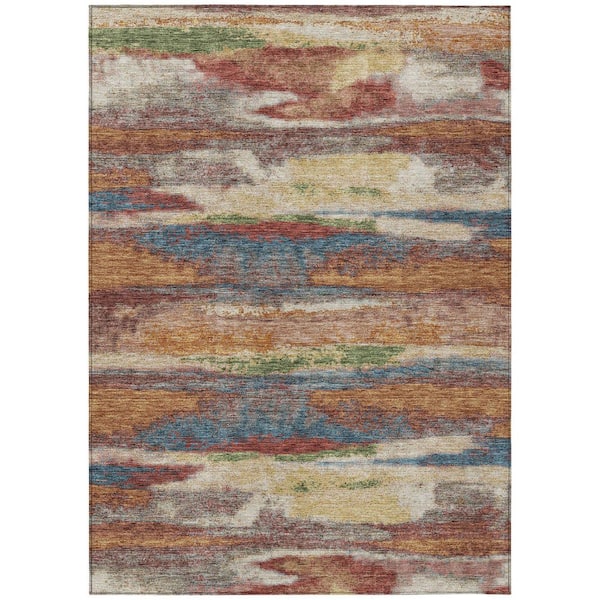 Chantille Machine Washable Indoor/Outdoor Abstract ACN942 Paprika 2 ft. 6 in. x 3 ft. 10 in. Area Rug