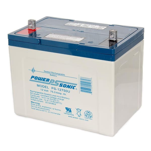 Power-Sonic 12-Volt 75 Ah Sealed Lead Acid (SLA) Rechargeable Battery  PS-12750 - The Home Depot