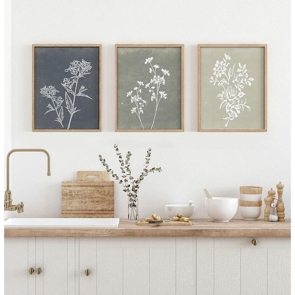 Framed Wall Art (Set of 4), Minimalist Botanical Print Wall Art