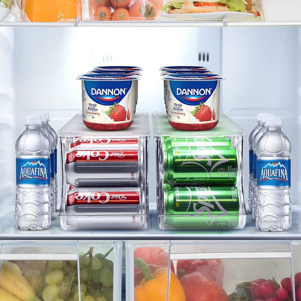 Clear Acrylic Stackable 12-Can Organizer with Lids, 2 Pack