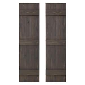 14 in. x 48 in. Board and Batten Traditional Shutters Pair Stone Gray