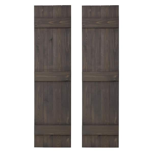 Dogberry Collections 14 in. x 48 in. Board and Batten Traditional Shutters Pair Stone Gray
