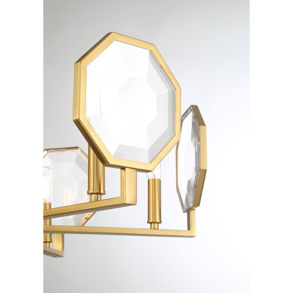 Leighton Warm Brass and Crystal 6-Light Chandelier