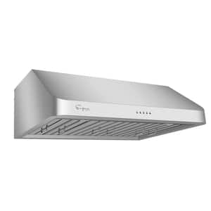 36 in. 500 CFM Ducted Under Cabinet Range Hood with Permanent Filters and LED Lights in Stainless Steel