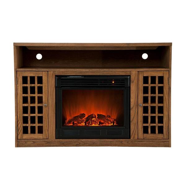 Southern Enterprises Fairfax 48 in. Media Console Electric Fireplace in Weathered Oak-DISCONTINUED