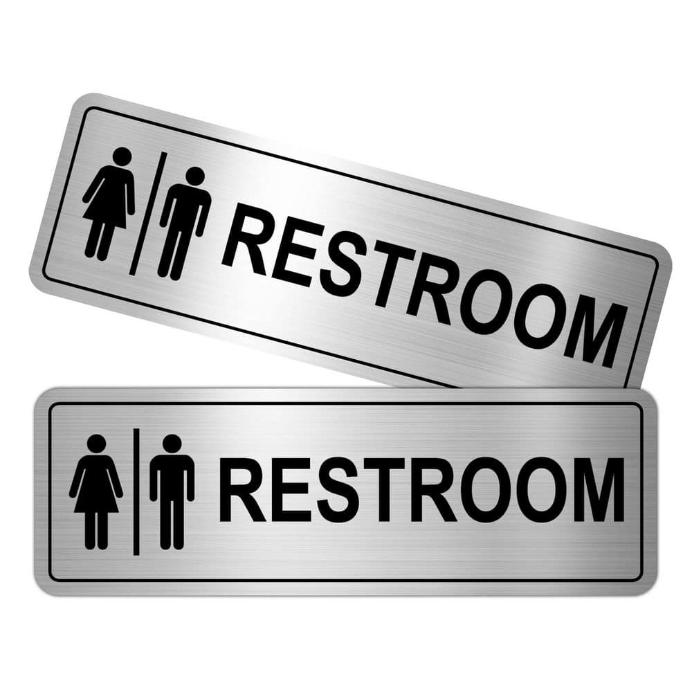 2 Pack Brushed Nickel Metal Restroom Signs Self-Adhesive Unisex Bathroom Door or Wall Sign for Home Office price history on PriceWatchPro