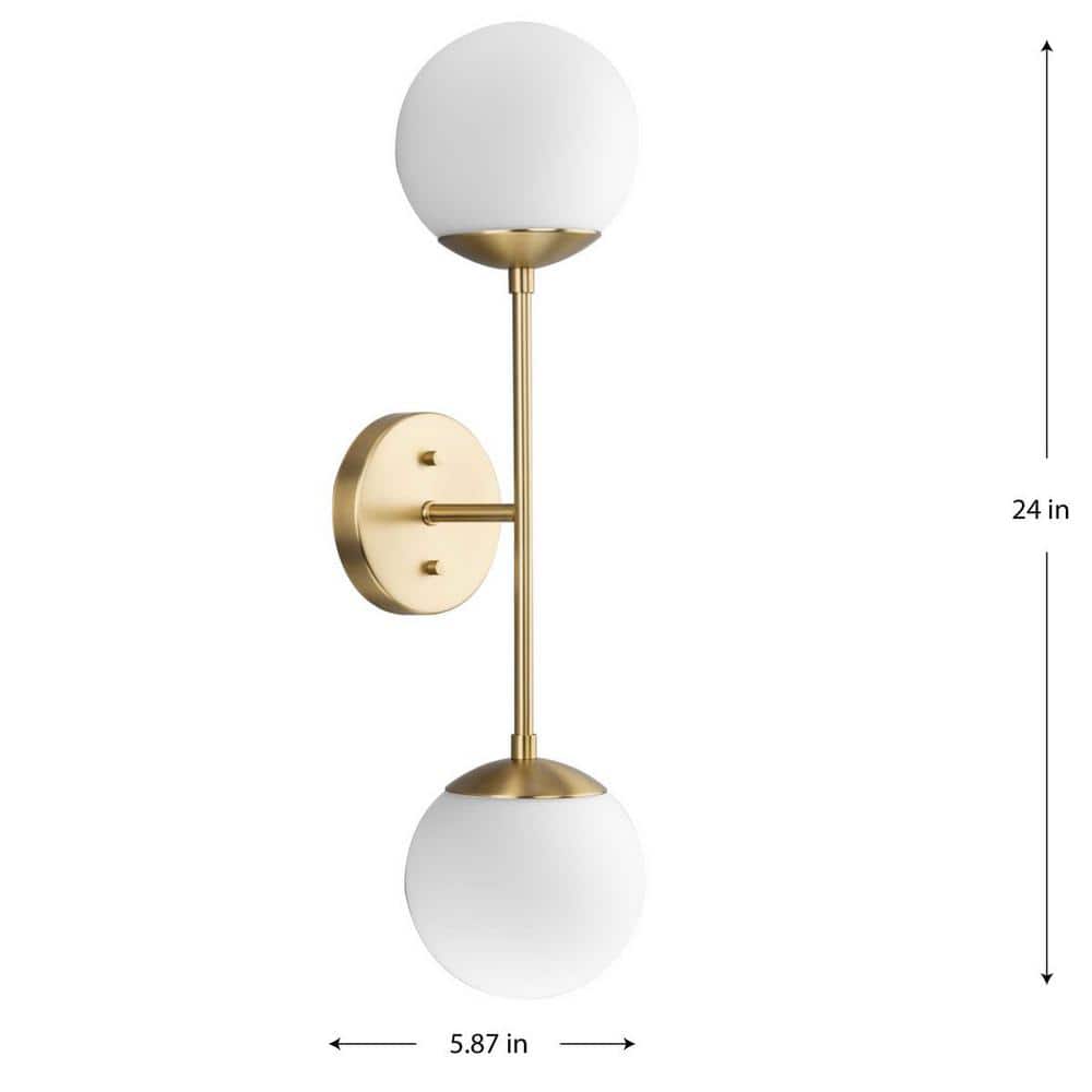 Haas 24" Brushed Bronze 2-Light Wall Sconce with Opal Glass