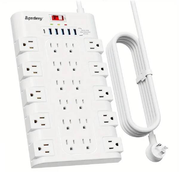 Etokfoks 6.5 ft. 14-22 Outlet Power Strip Surge Protector with 6 USB  Charging Ports MLPH007LT391 - The Home Depot