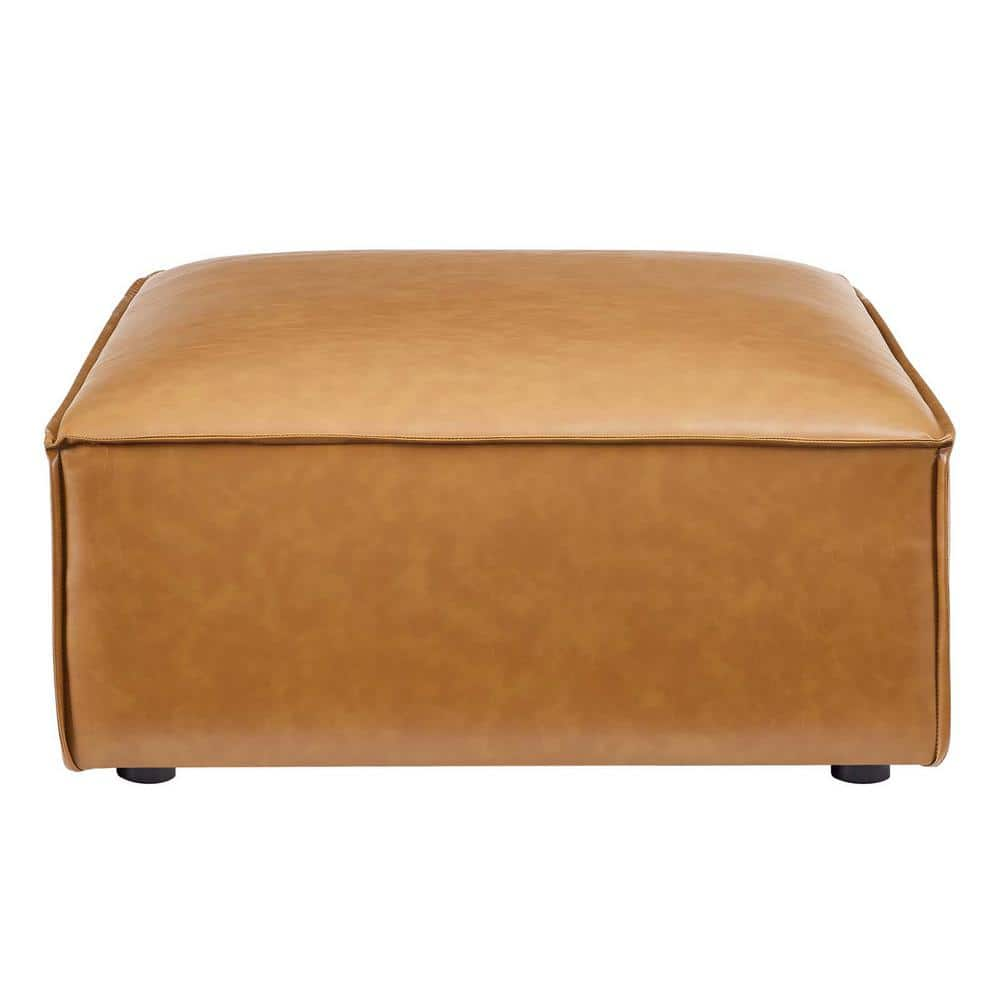 MODWAY Restore Tan Vegan Leather Ottoman Bench EEI-4496-TAN - The Home ...