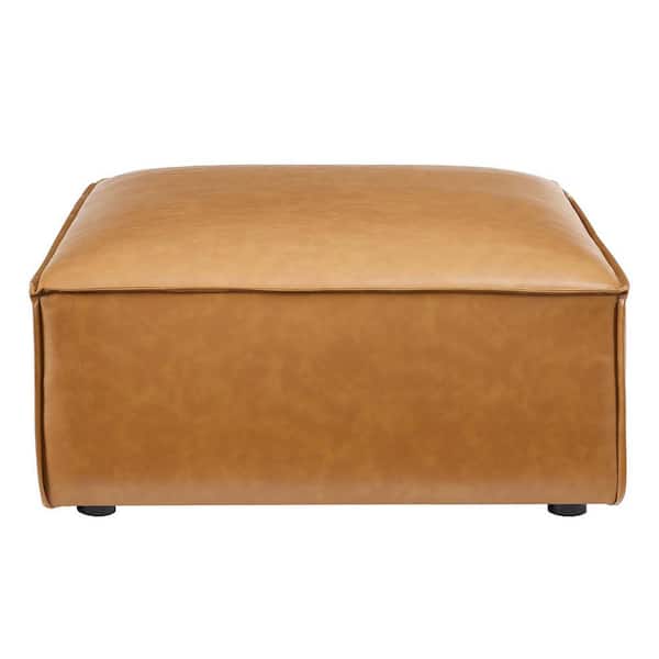 MODWAY Restore Tan Vegan Leather Ottoman Bench