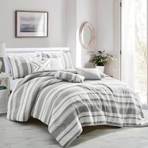 7 Piece King Luxury Gray Oversized Bedroom Comforter Sets