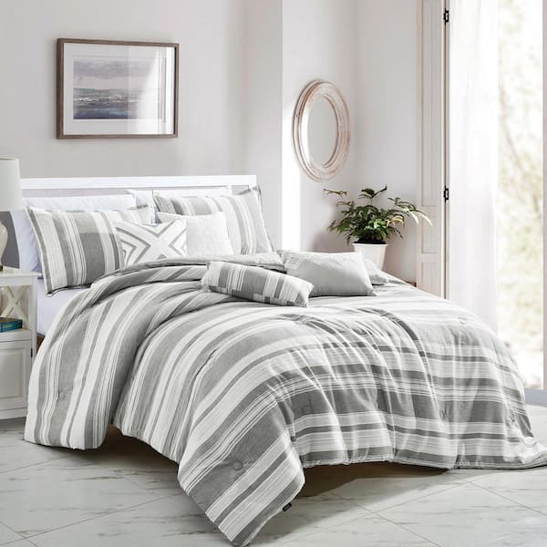 7 Piece Gray Luxury Bedding Sets - Oversized Bedroom Comforters , King