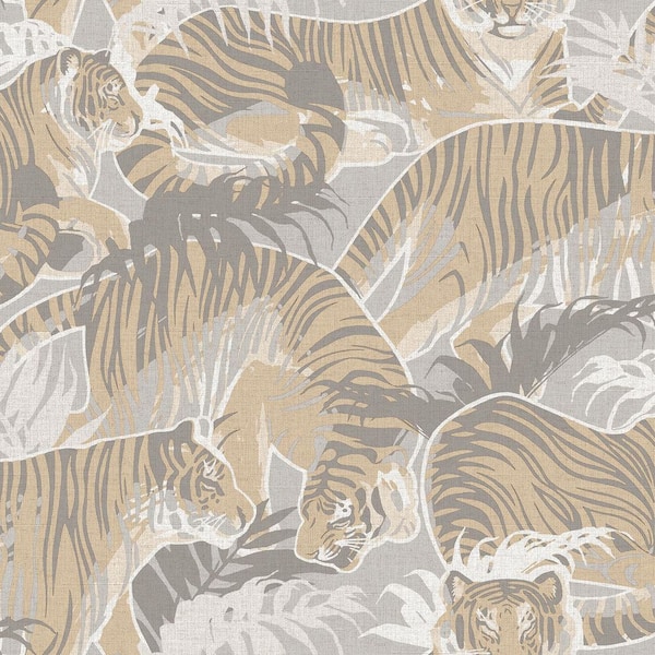 Tiger Squad Beige Wallpaper Sample