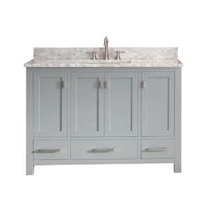 Modero 49 in. Single Sink Chilled Gray Bath Vanity with Carrara White Marble Top