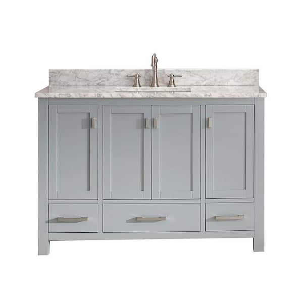 Avanity Modero 49 in. Single Sink Chilled Gray Bath Vanity with Carrara White Marble Top