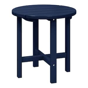 Mason 18 in. Navy Blue Poly Plastic Fade Resistant Outdoor Patio Round Adirondack Side Table