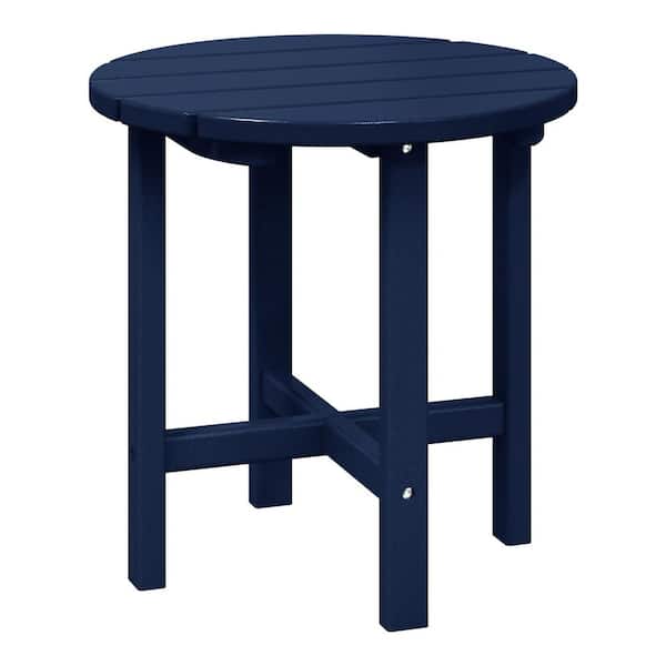 WESTIN OUTDOOR Mason 18 in. Navy Blue Poly Plastic Fade Resistant Outdoor Patio Round Adirondack Side Table