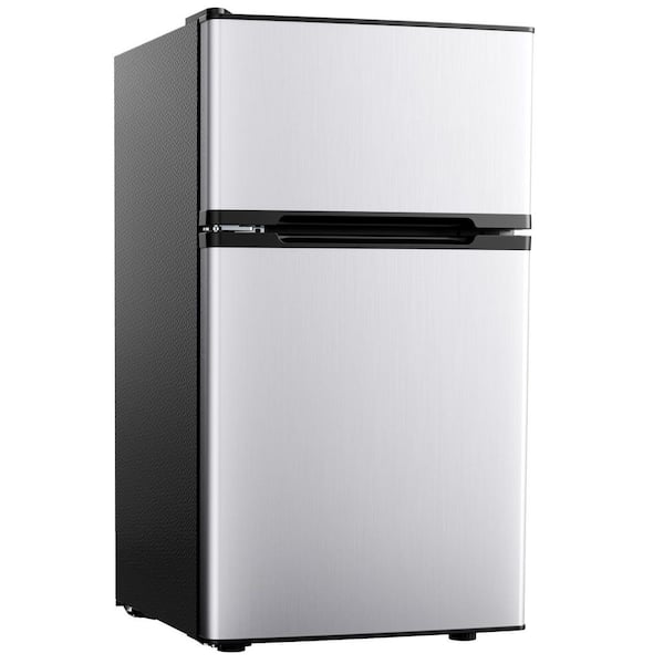 20 in. 3.2 cu. ft. Mini Refrigerator in Silver with Compact Freezer, 3-Temperature Control and 3D Cooling