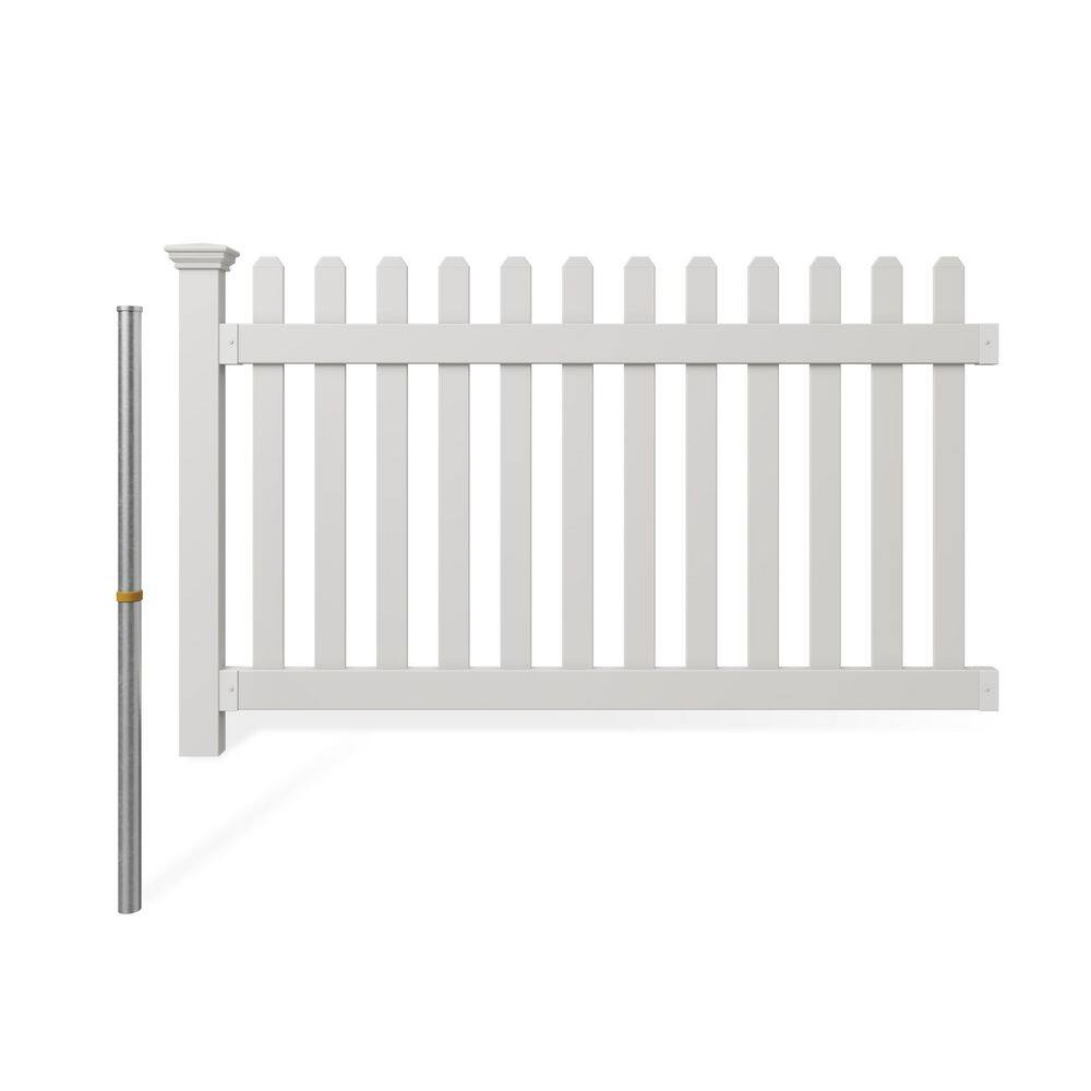 3.5 ft. H x 6 ft. W Permanent All American Flat Top Vinyl Picket Fence Panel Kit with No-Dig Anchor and Cap price history on PriceWatchPro