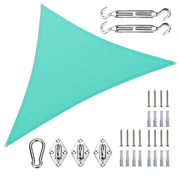 ROYAL SHADE 16 ft. x 16 ft. x 16 ft. Triangle Waterproof Shade Sail with Hardware Kit-Turquoise