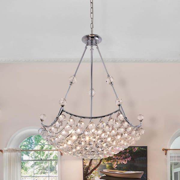 EDISLIVE Paisley 6-Light Modern Chrome Raindrop Crystal Chandelier