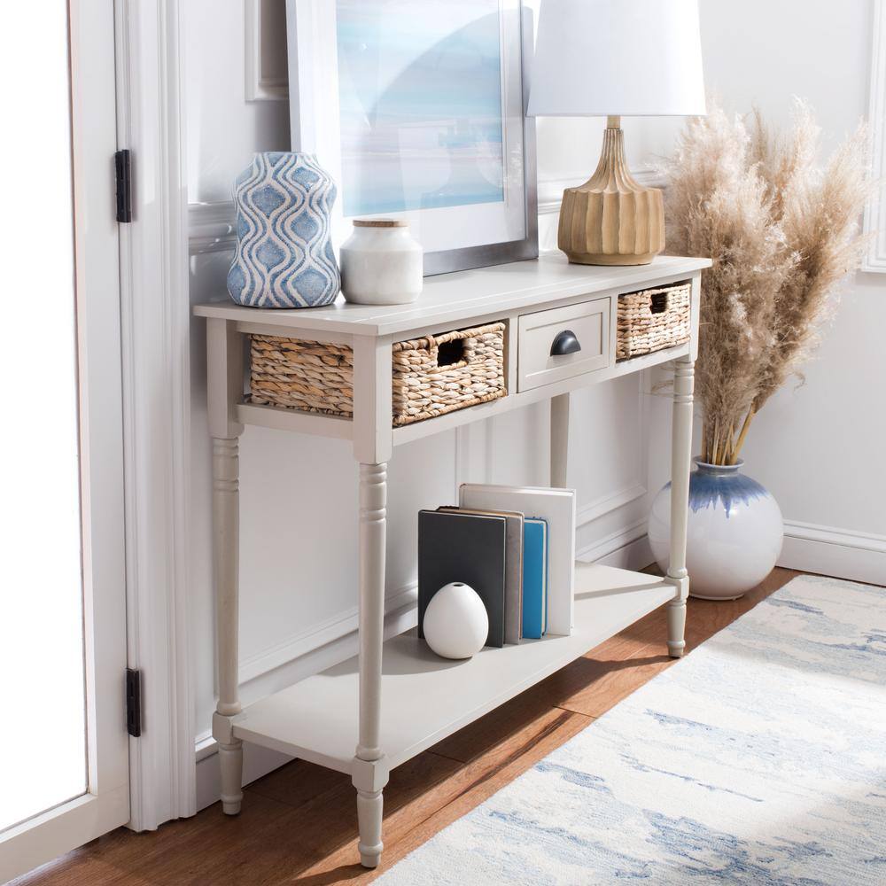 Christa Vintage Grey Wood Console Table with Storage